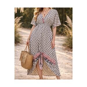 Karma Highway Boho Print Maxi Dress One Size Bohemian Casual Beachy Resort EUC